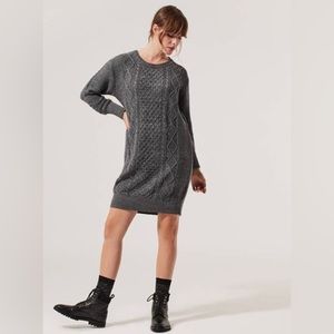 Pact Classic Cable Knit Sweater Dress - Charcoal Grey - XS